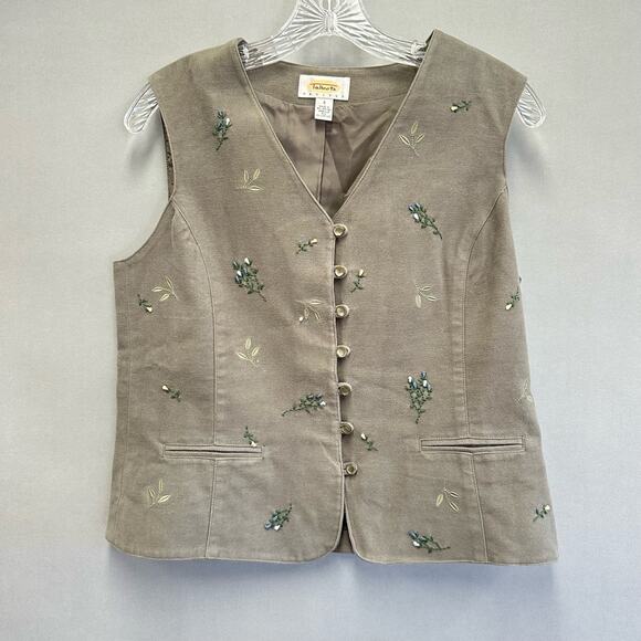 Talbots vintage 90s velour embroidered vest size small cottagecore - Picture 2 of 16